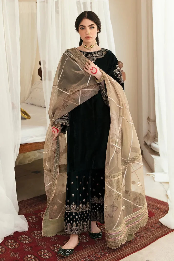 BAROQUE Winter Unstitched 3PCs Embroidered Velvet Dress -AC039