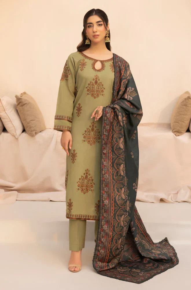 Mohagni Winter 3PC Dhanak Embroidered Suite -Ac0724