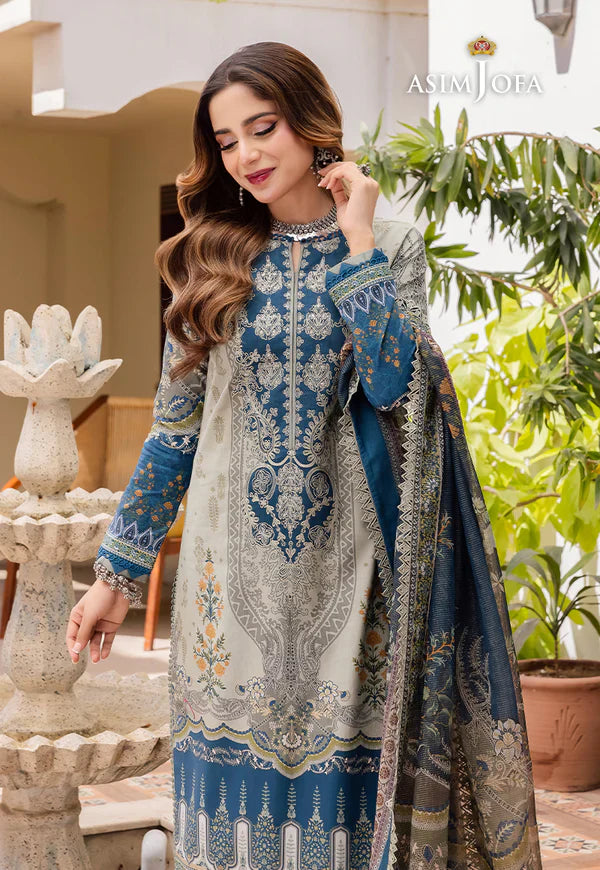 Asim Jofa - Summer 3PC Doria Lawn Digital Print Suit - AC0205