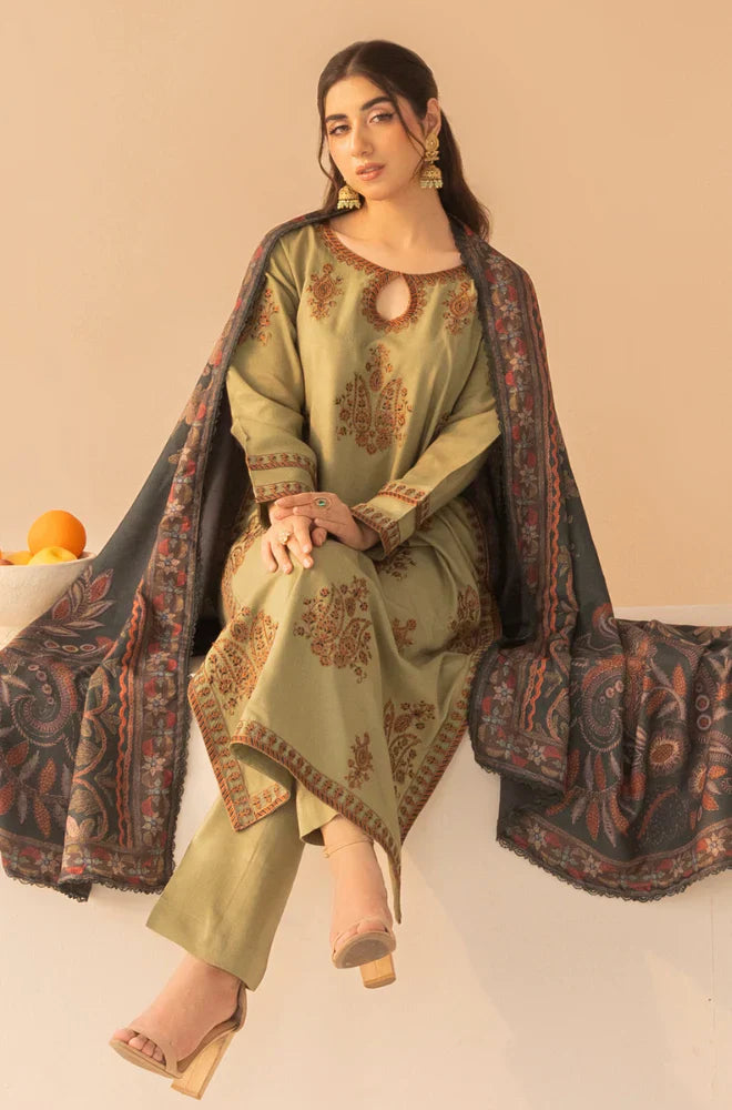 Mohagni Winter 3PC Dhanak Embroidered Suite -Ac0724