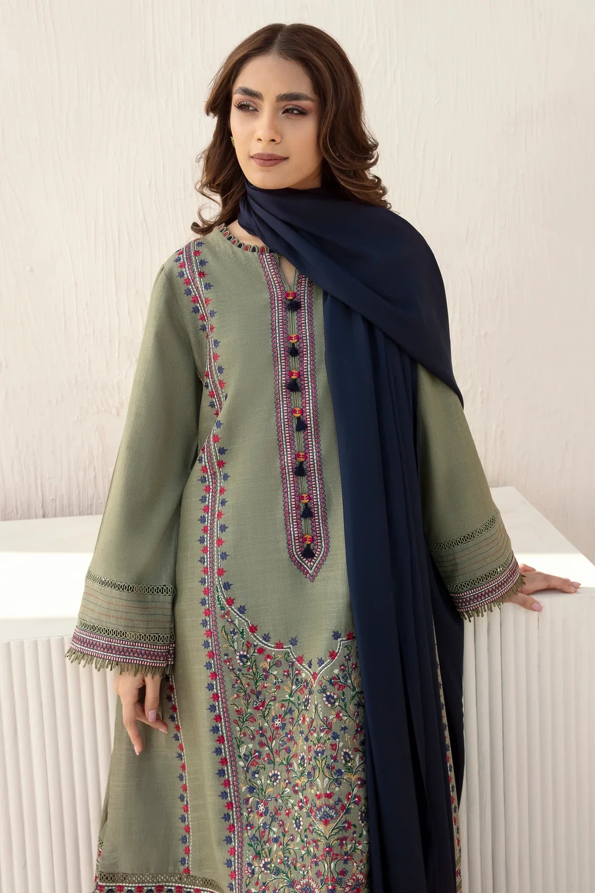 JAZMIN Winter khaddar 3pc Embroidered Suite -AC0691