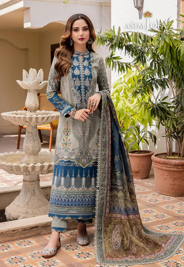 Asim Jofa - Summer 3PC Doria Lawn Digital Print Suit - AC0205