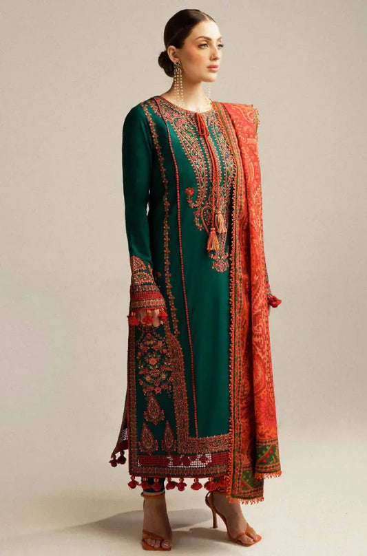 Hussain Rehar Winter 3PC Dhannak Embroidered Suite -AC0716