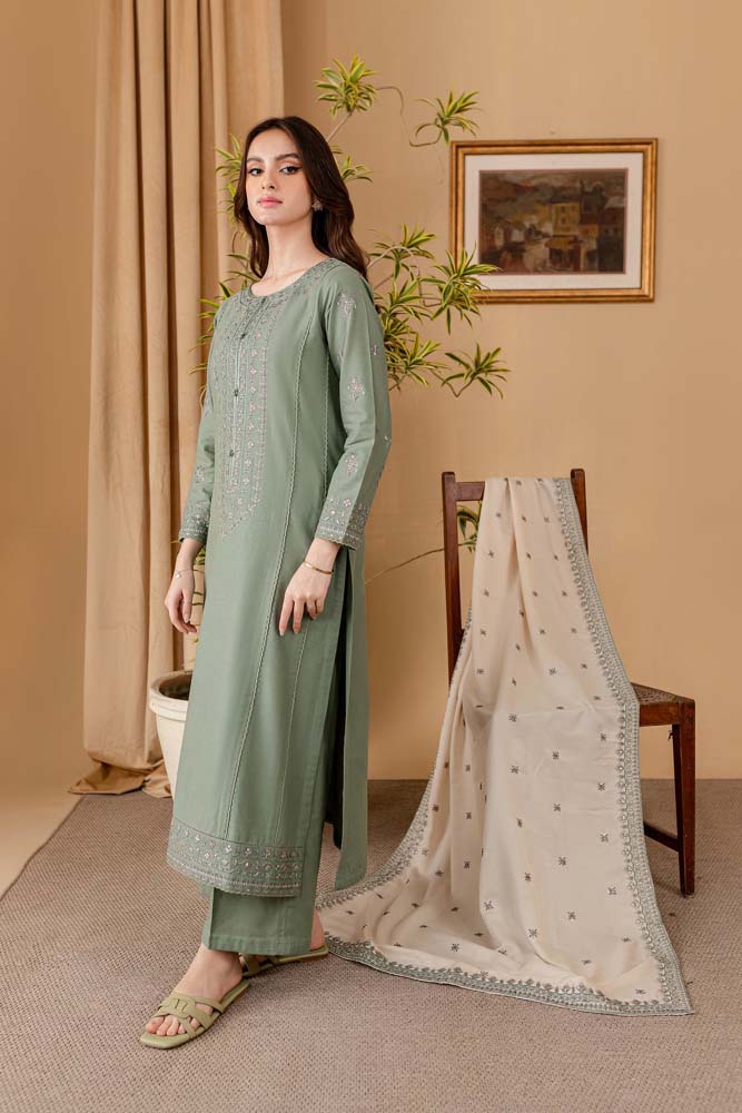 BATIK Winter Dhanak Unstitched  Embroidered 3 Piece Suite -AC2142