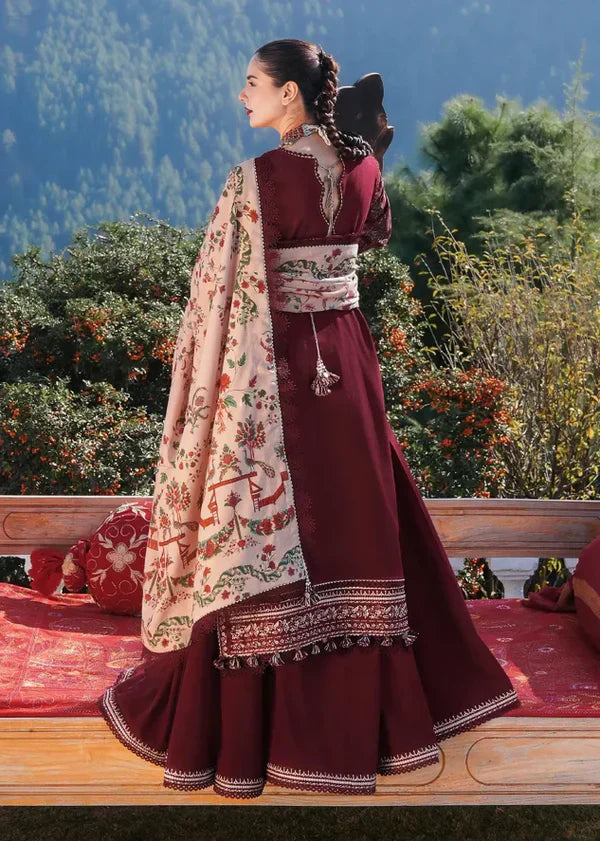 Hussain Rehar Winter 3PC Dhanak Chickenkari Embroidered Suite -AC0720