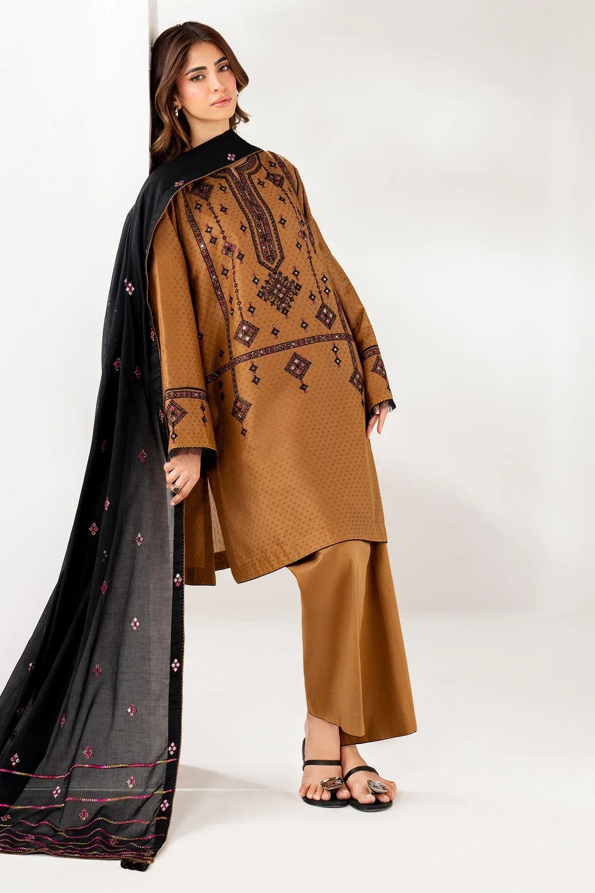 JAZMIN Winter 3pc Dhanak Embroidered Suite -AC0697