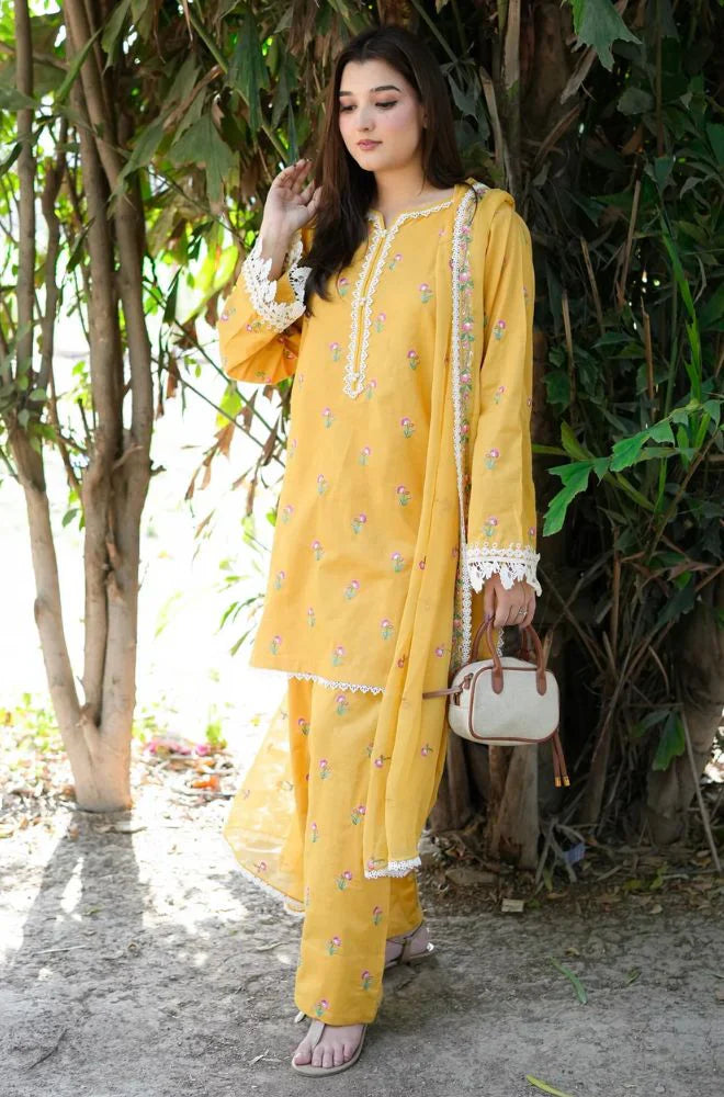 Aneela's - Summer 3PC Lawn Embroidered Suit - AC0211
