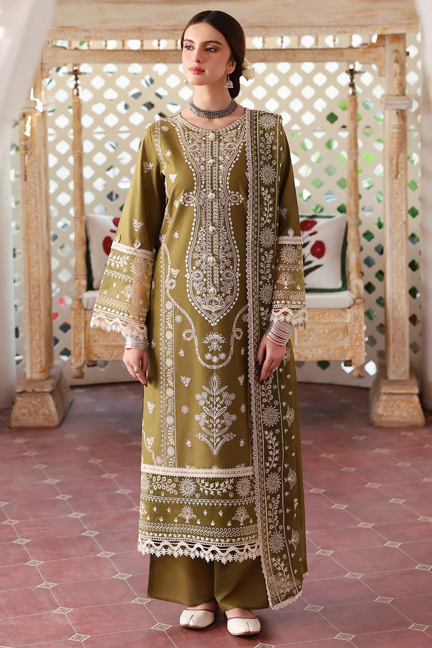 MAHNUR WINTER 3PC DHANAK EMBROIDERED SHIRT WITH SEQUENCE WORK SUIT -AC0743