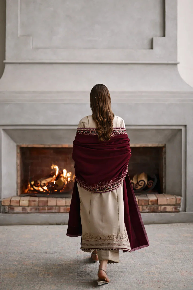 IZEL Winter 3PC Dhanak Embroidered Suit -AC0751