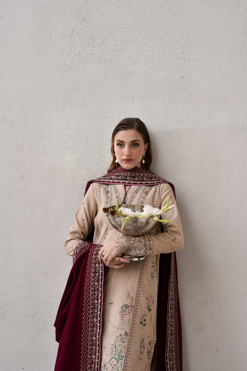 IZEL Winter 3PC Dhanak Embroidered Suit -AC0751