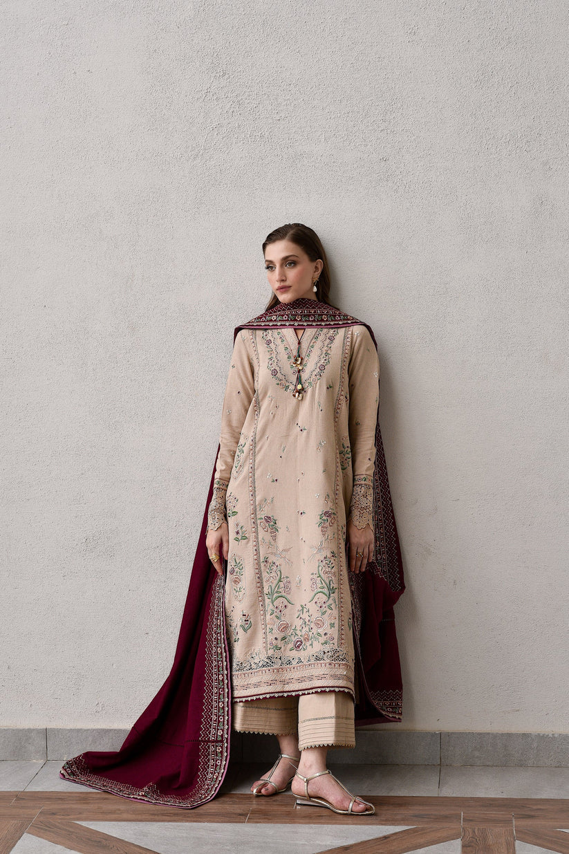 IZEL Winter 3PC Dhanak Embroidered Suit -AC0751