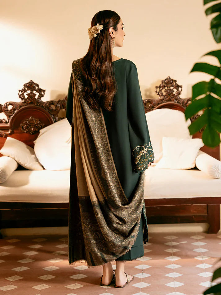 IZEL Winter 3PC DHANAK EMBROIDERED Suit WITH  PRINT SHAWL -AC0753