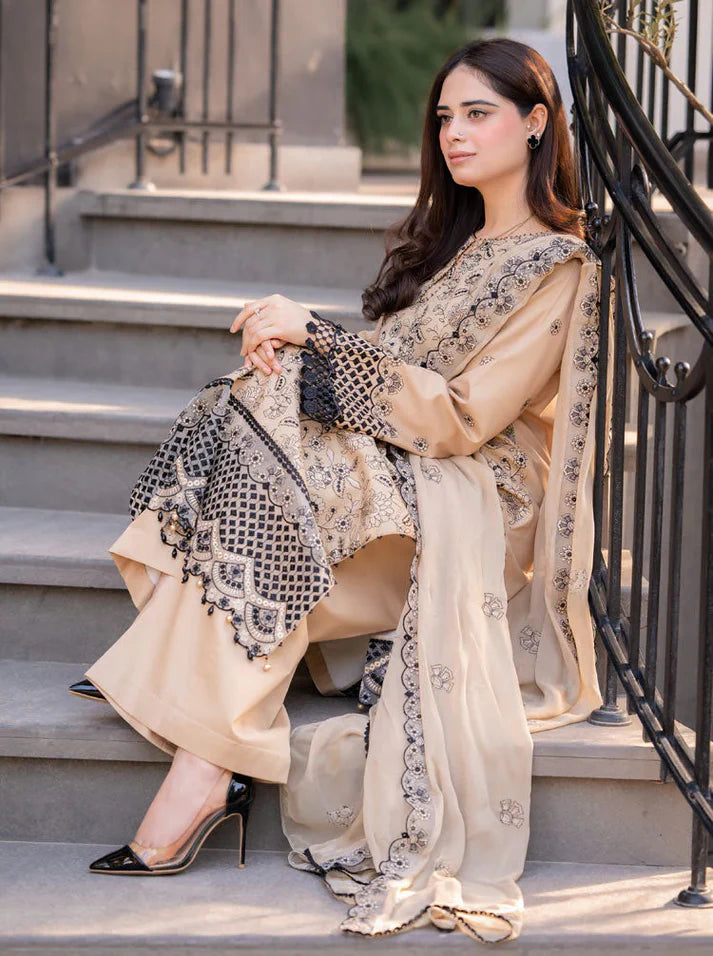BAREEZE Winter 3PC Dhanak Chickenkari Embroidered Suite -AC0714