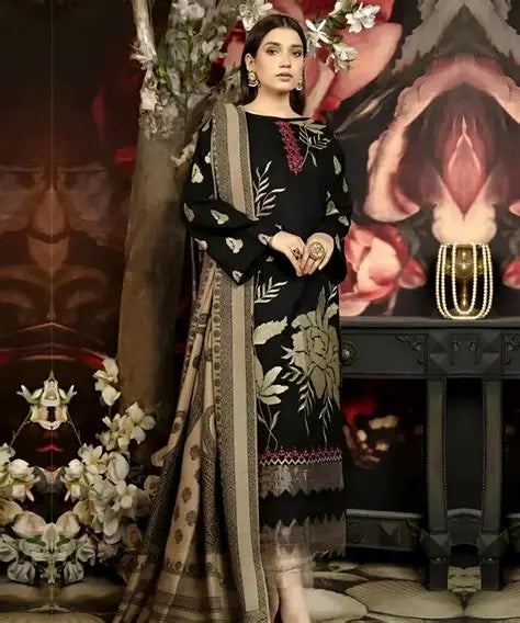 CHARIZMA Winter 3pc Unstitched Heavy Embroidered Dhanak Suite -AC2145