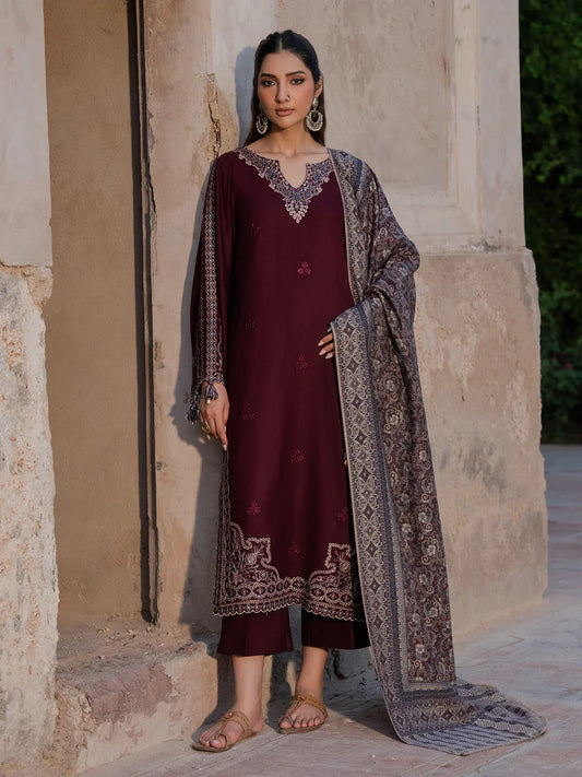 Jazmin  Winter 3PC Dhanak Embroidered Suit -AC0736