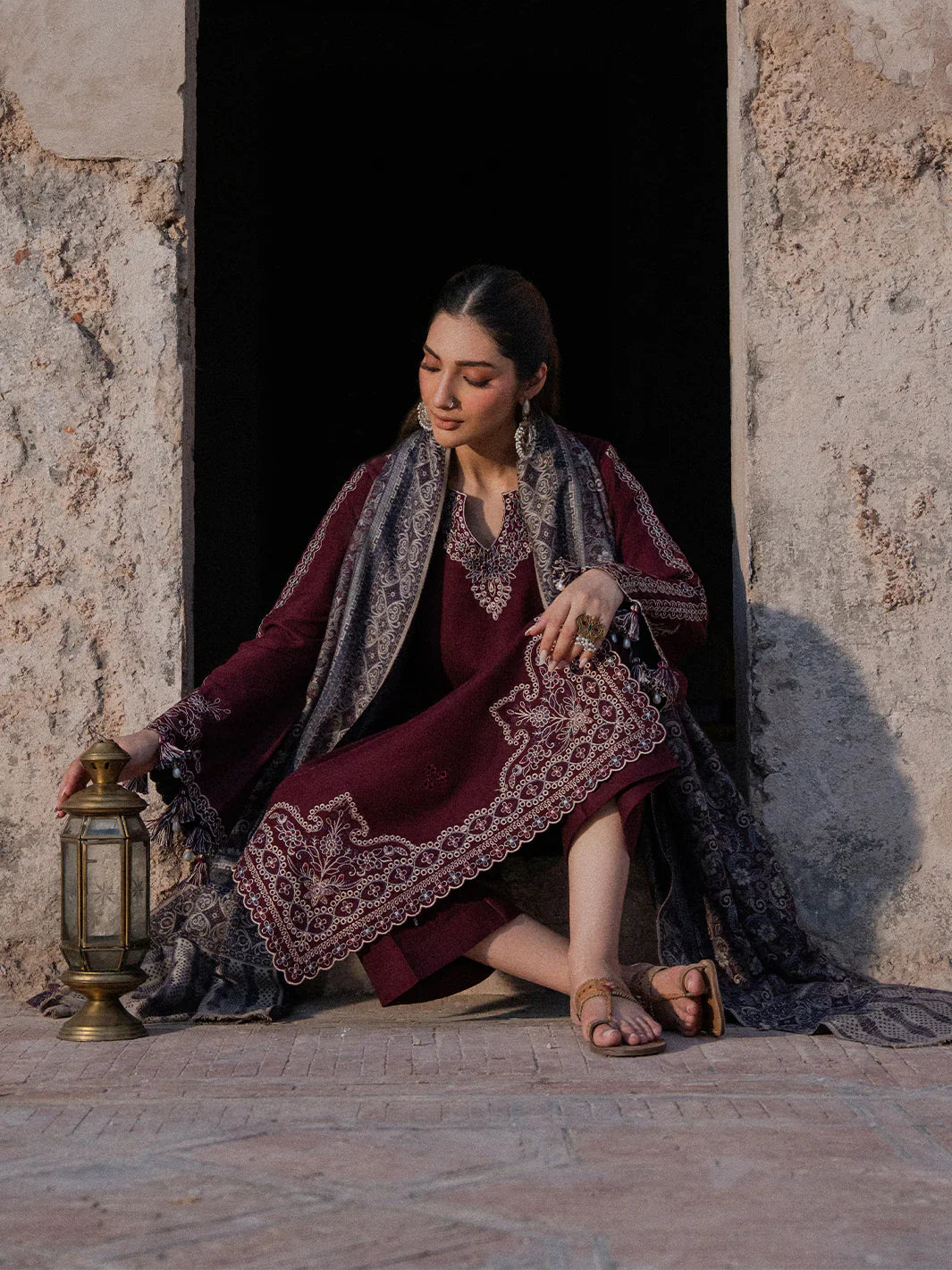 Jazmin  Winter 3PC Dhanak Embroidered Suit -AC0736