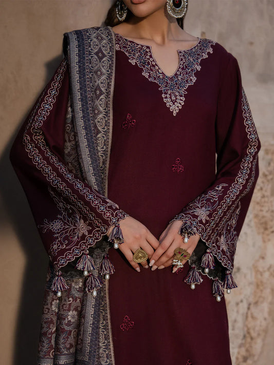 Jazmin  Winter 3PC Dhanak Embroidered Suit -AC0736