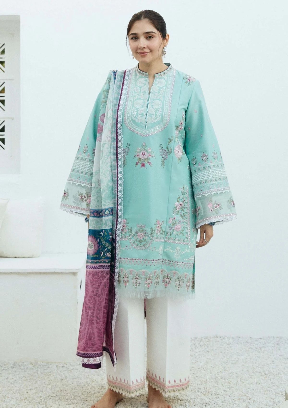 ZARA SHAHJAHAN Winter 3PC Dhanak Embroidered Suite -AC0726