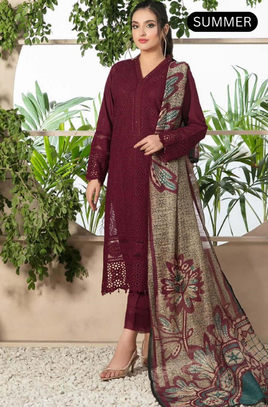 Maria.B - Summer 3PC Lawn Embroidered Suit -AC1004