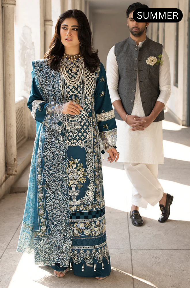 MAHNUR - Summer 3PC  Luxury Emb Lawn Suit - AC0606 A