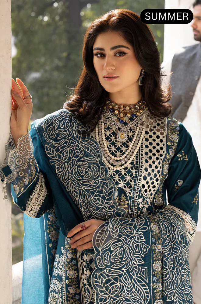 MAHNUR - Summer 3PC  Luxury Emb Lawn Suit - AC0606 A