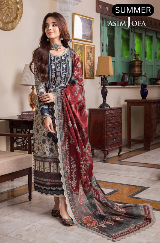 Asim Jofa - Summer 3PC Lawn Digital Print Dress -AC0270