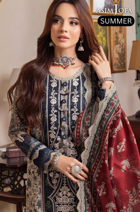 Asim Jofa - Summer 3PC Lawn Digital Print Dress -AC0270