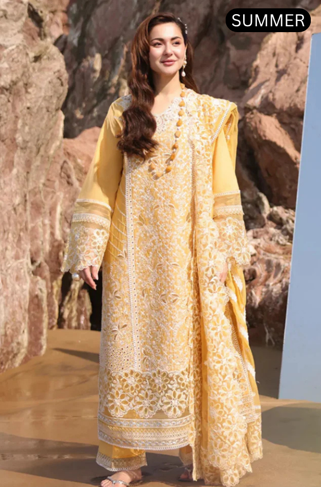 Qalamkar - Summer 3PC Chikenkari Emb Lawn Suit -AC0193