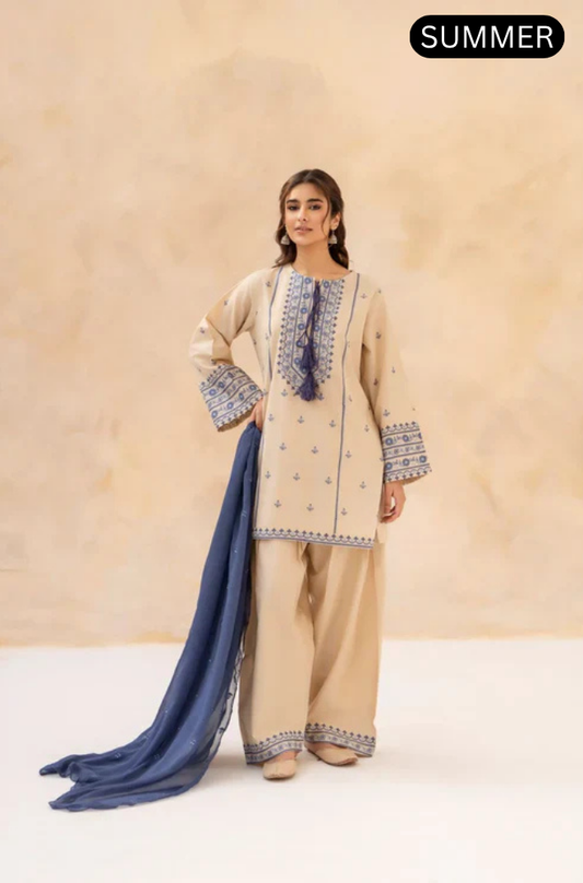 Sapphire - Summer 3PC Lawn Embroidered Suit - AC0207