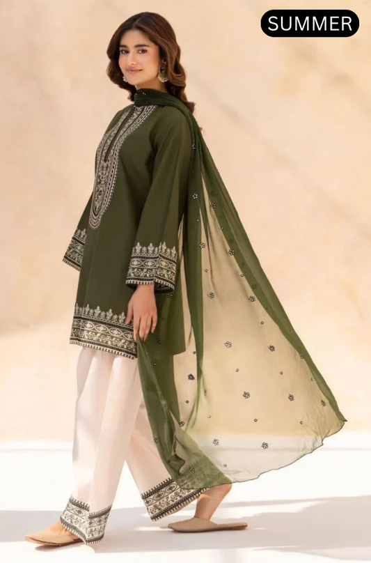 Sapphire - Summer 3PC Lawn Embroidered Suit - AC02041