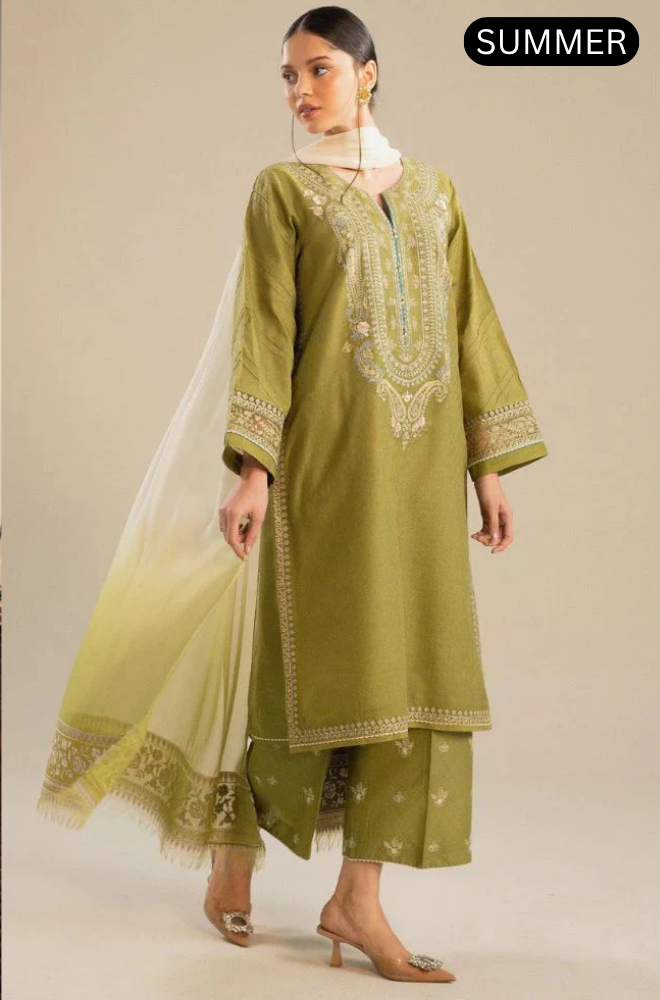 Zara Shahjahan - Summer 3PC Lawn Embroidered Suit - AC0210
