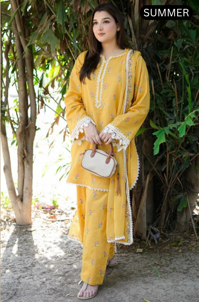 Aneela's - Summer 3PC Lawn Embroidered Suit - AC0211