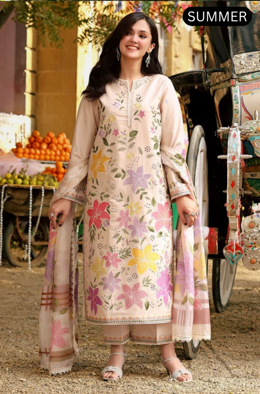 Aneela's - Summer 3PC Lawn Embroidered Suit - AC0212