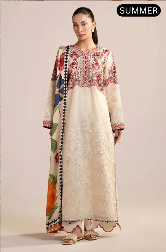 Sapphire - Summer 3PC Lawn Embroidered Suit - AC0213
