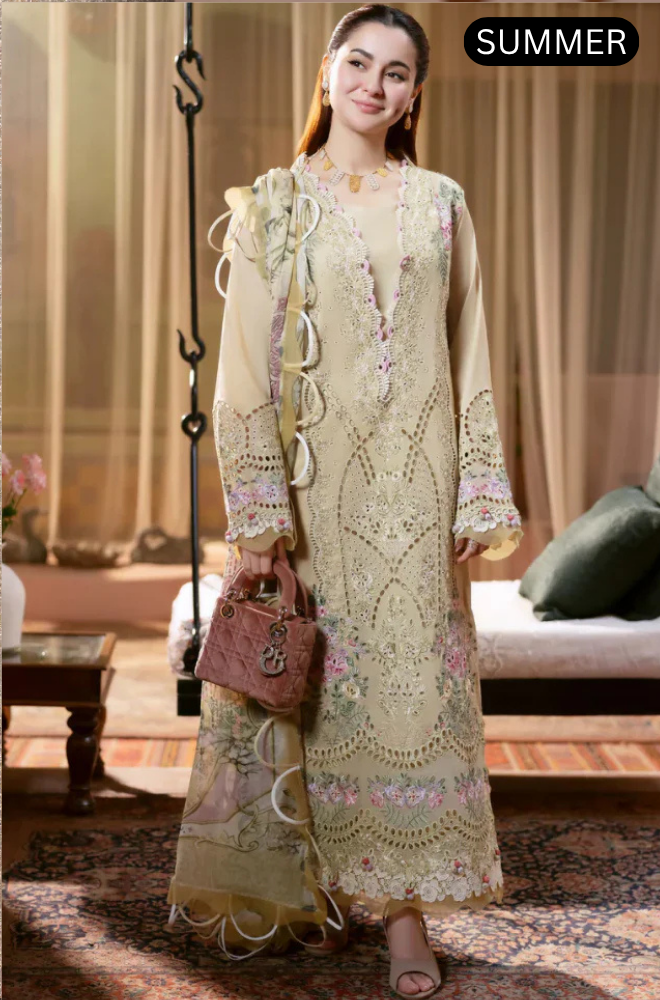 Qalamkar - Summer 3PC Lawn Embroidered Suit - AC0188