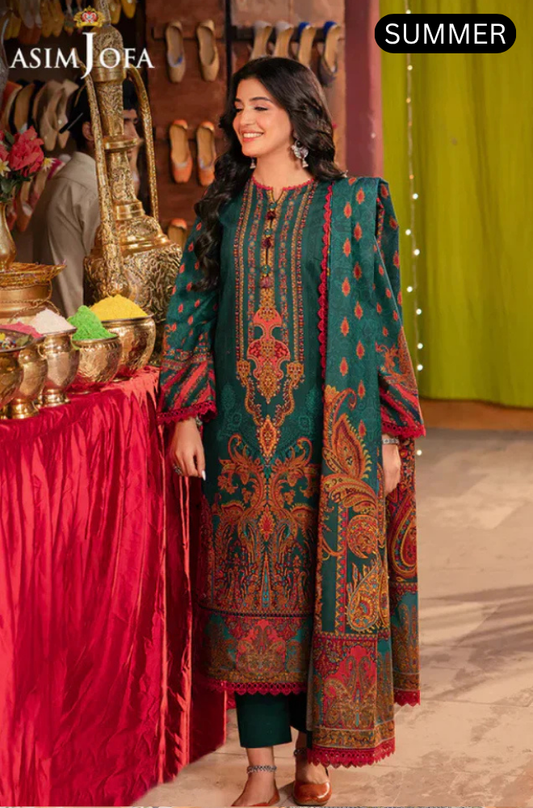 Asim Jofa -Summer 3PC Doria Lawn Digital Print Suit - AC0206