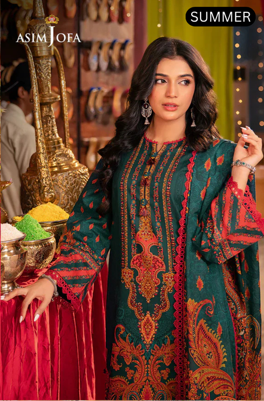 Asim Jofa -Summer 3PC Doria Lawn Digital Print Suit - AC0206