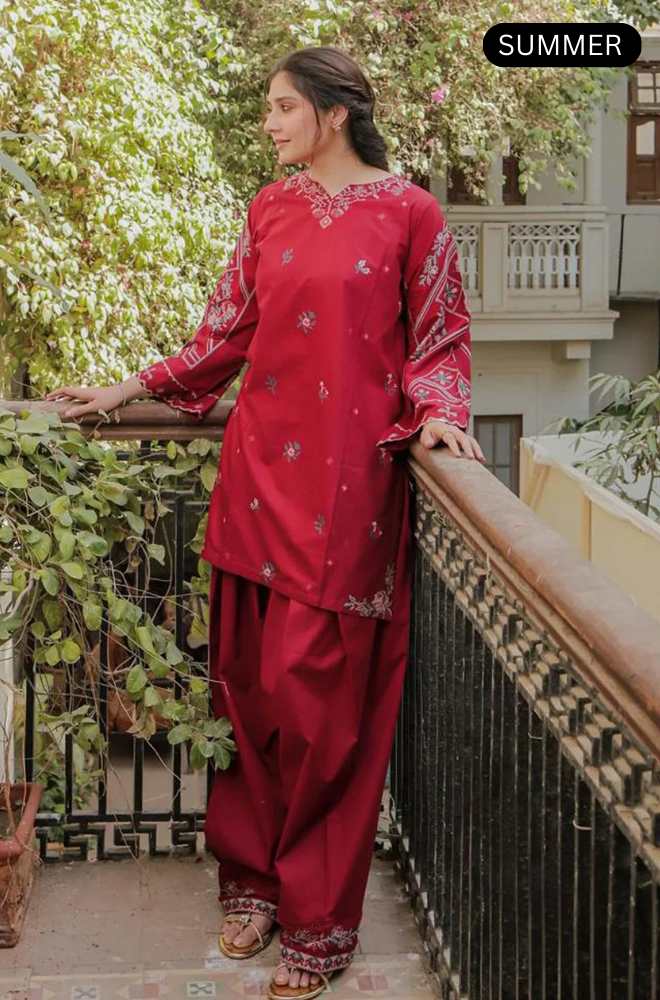 URGE- SUMMER 2PC LAWN EMBROIDERED  SHIRT  -AC0132