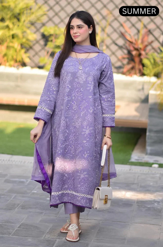 Breeze - Summer 3PC Lawn Embroidered Suit -AC0105