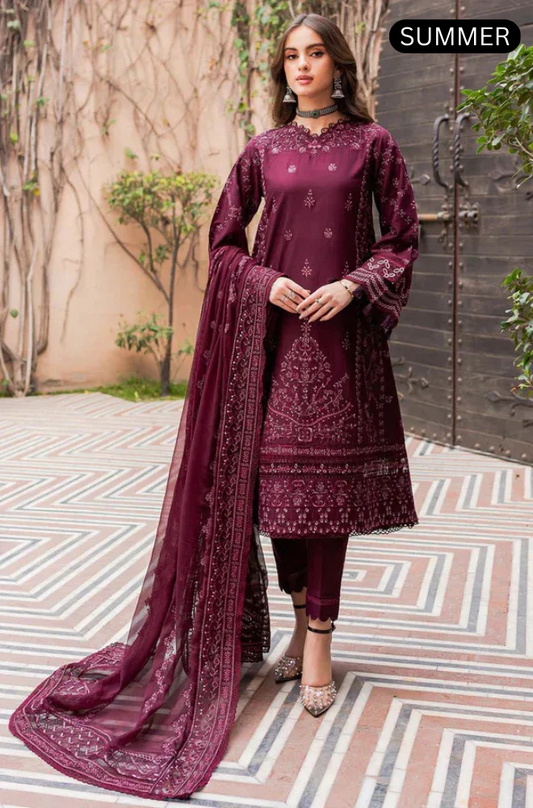 Farasha - Summer 3PC Lawn Embroidered Suit -AC0087