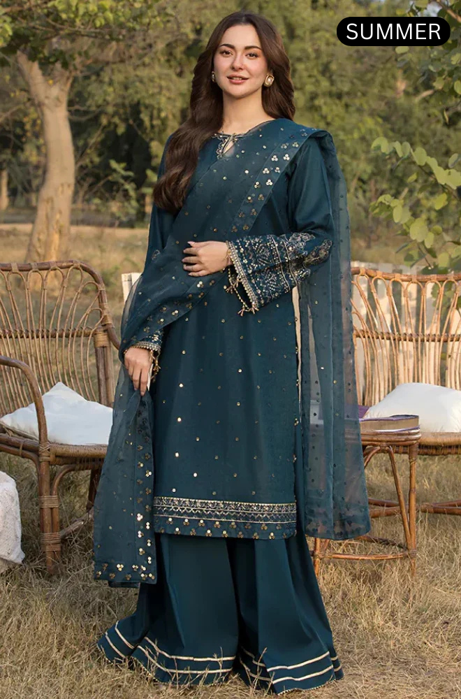 Qalamkar - Summer 3PC Lawn Emb Suit -AC0135