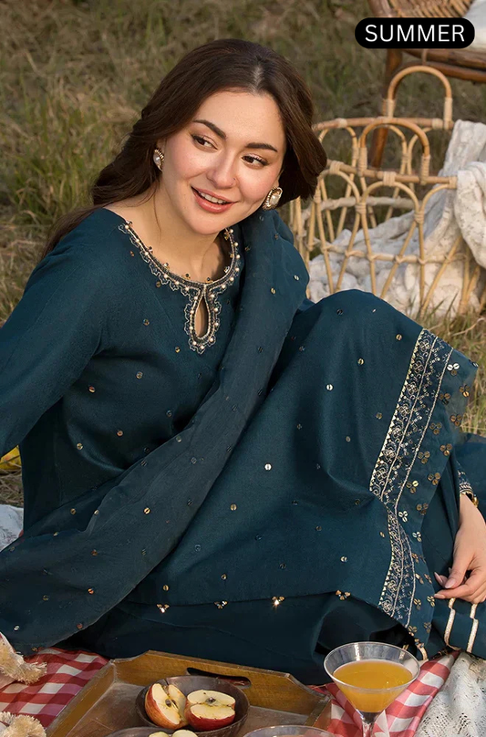 Qalamkar - Summer 3PC Lawn Emb Suit -AC0135