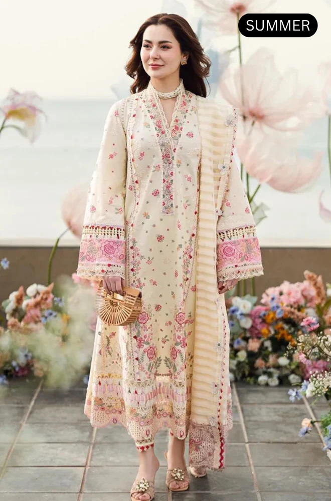 Qalamkaar - Summer 3PC Lawn Embroidered Suit-AC0297