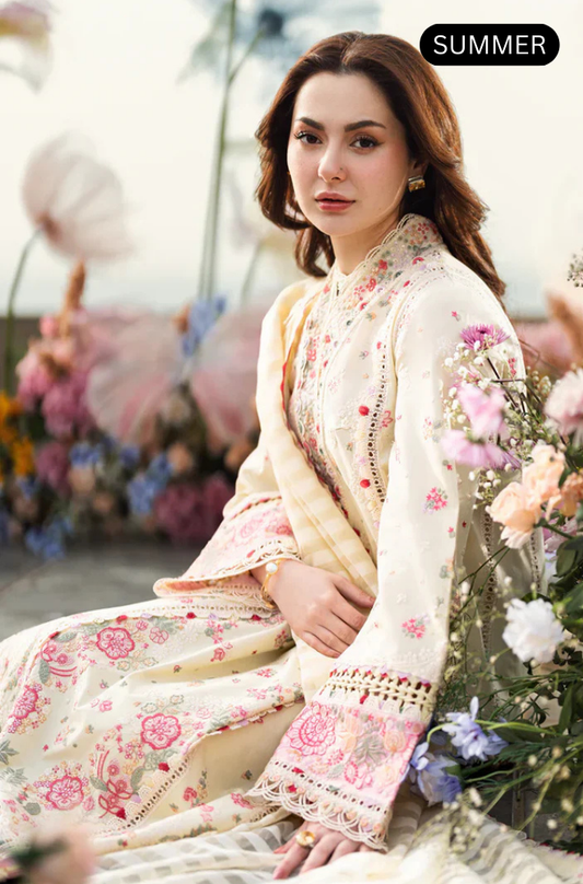 Qalamkaar - Summer 3PC Lawn Embroidered Suit-AC0297