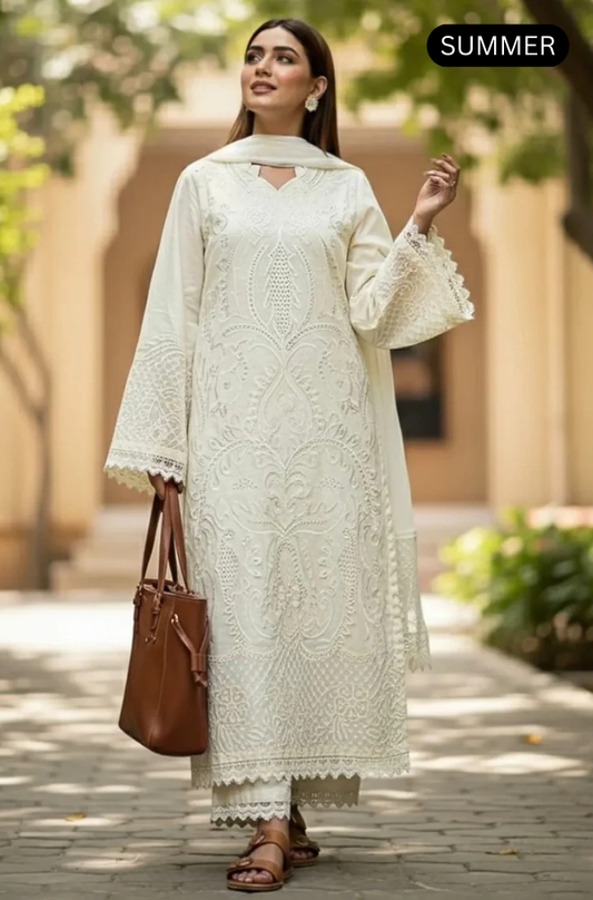 Maria.b - Summer 3PC Lawn Embroidered Suit -AC080