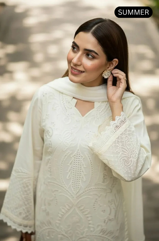 Maria.b - Summer 3PC Lawn Embroidered Suit -AC080