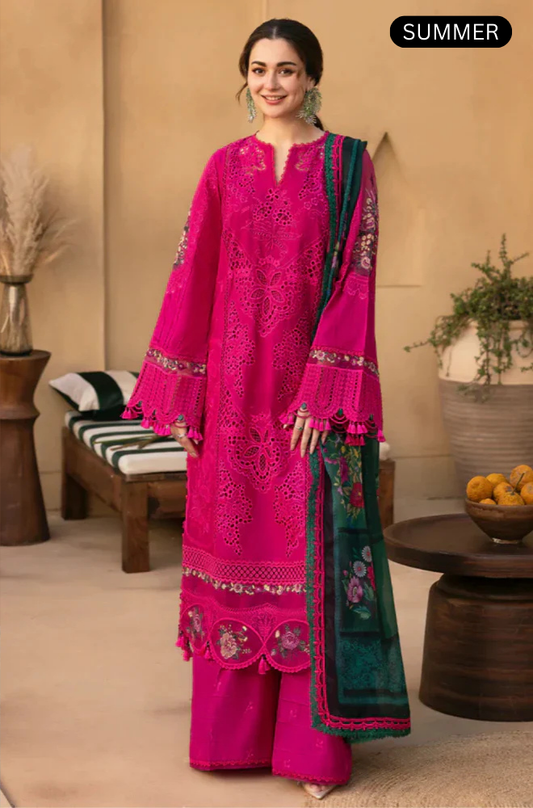 QalamKar - Summer 3PC Chikenkari Lawn Emb Suit -AC0455