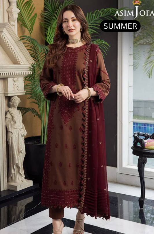 Asim Jofa - Summer 3PC Embroidered Lawn Suit -AC5601