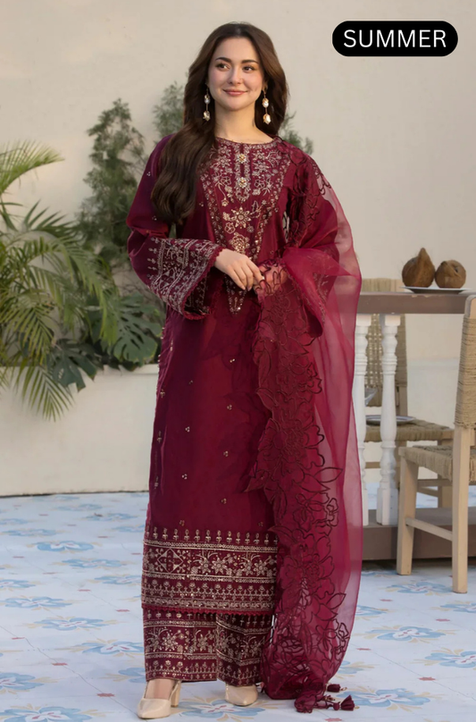 Qalamkar - Summer 3PC Embroidered Lawn Dress -AC028