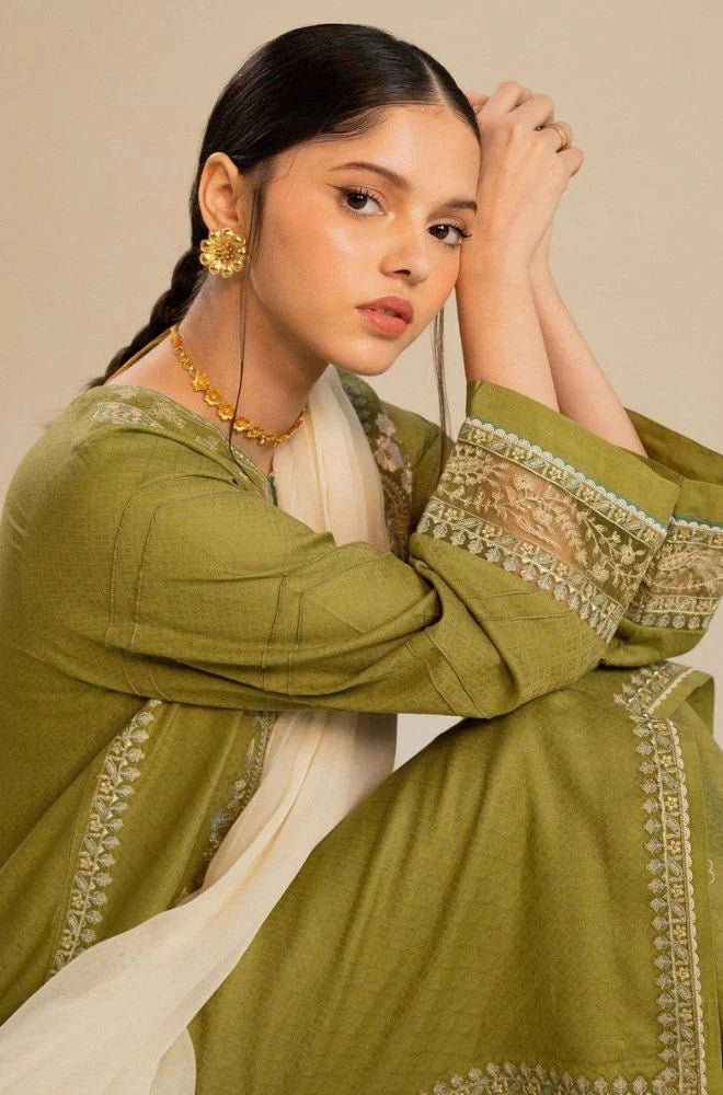 Zara Shahjahan - Summer 3PC Lawn Embroidered Suit - AC0210